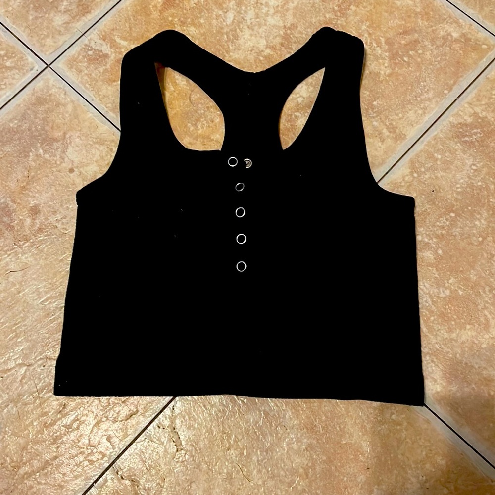 black button up crop top